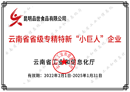 云南省省级专精特新“小巨人”企业